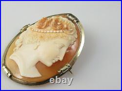 Antique Cameo Brooch Pin Shell Hand Carved Estate Victorian Period Vintage