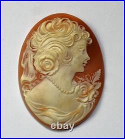Antique Cameo Hand Carved Victorian Shell Circa 1860s Rose Keeper Italian Large