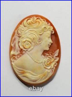 Antique Cameo Hand Carved Victorian Shell Circa 1860s Rose Keeper Italian Large
