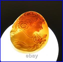 Antique Cameo Hand Carved Victorian Shell Circa 1860s Rose Keeper Italian Large