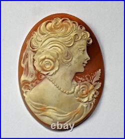 Antique Cameo Hand Carved Victorian Shell Circa 1860s Rose Keeper Italian Large