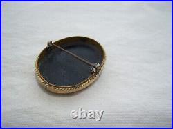 Antique Cameo Hand Painted Victorian GOLD FILLED Black Onyx Lady Brooch
