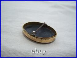 Antique Cameo Hand Painted Victorian GOLD FILLED Black Onyx Lady Brooch