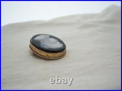 Antique Cameo Hand Painted Victorian GOLD FILLED Black Onyx Lady Brooch