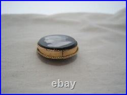 Antique Cameo Hand Painted Victorian GOLD FILLED Black Onyx Lady Brooch