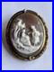 Antique Carved Shell Cameo Two Hand Maidens Figure Gold Tone Swivel Brooch Pin