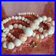 Antique Chinese Natural Orange & Pink Angel Skin Coral Beaded Necklace55 Grams