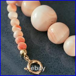 Antique Chinese Natural Orange & Pink Angel Skin Coral Beaded Necklace55 Grams