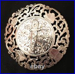 Antique Chocolatier Brooch OOAK Ornate Lace Cocoa Tree Molinillo 900 Nt Sterling