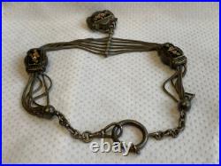 Antique Choker 900 Silver Fob Necklace 14 Jewelry Floral Hand Painted Enamel