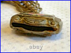 Antique Choker 900 Silver Fob Necklace 14 Jewelry Floral Hand Painted Enamel