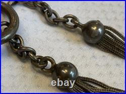 Antique Choker 900 Silver Fob Necklace 14 Jewelry Floral Hand Painted Enamel