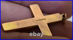 Antique Christian Cross Pendant Victorian 9k Solid Gold-Hand Engraved