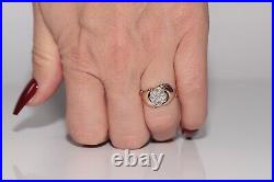 Antique Circa 1900s Handcrafted 14k Gold Natural Diamond Hand Ring