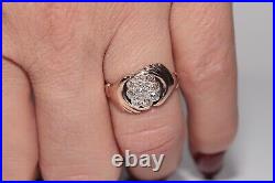 Antique Circa 1900s Handcrafted 14k Gold Natural Diamond Hand Ring