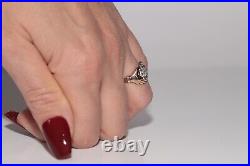 Antique Circa 1900s Handcrafted 14k Gold Natural Diamond Hand Ring