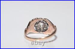 Antique Circa 1900s Handcrafted 14k Gold Natural Diamond Hand Ring