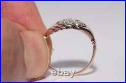 Antique Circa 1900s Handcrafted 14k Gold Natural Diamond Hand Ring