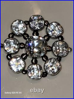 Antique Cushion Paste Stones set in Solid Sterling Silver Rolled In Gold Brooch