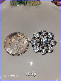 Antique Cushion Paste Stones set in Solid Sterling Silver Rolled In Gold Brooch