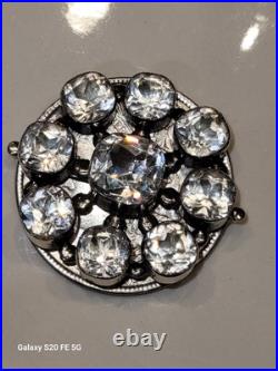 Antique Cushion Paste Stones set in Solid Sterling Silver Rolled In Gold Brooch
