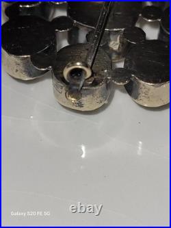 Antique Cushion Paste Stones set in Solid Sterling Silver Rolled In Gold Brooch