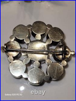 Antique Cushion Paste Stones set in Solid Sterling Silver Rolled In Gold Brooch