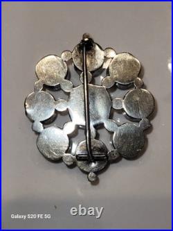 Antique Cushion Paste Stones set in Solid Sterling Silver Rolled In Gold Brooch