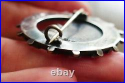 Antique Date Marked 1883 Birmingham Hand Engraved Sterling Cathedral Brooch