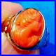 Antique Deco Mediterranean Coral Ring Victorian Hand Engraved 10k Solid Gold