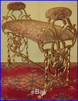 Antique Decorative Metal Vanity Piano Bench Griffins Hand/arm Rests Camel Feet
