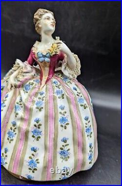 Antique Dresden Von Schierholz Porcelain Hand Painted Victorian Ladie Figurine
