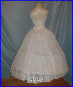 Antique Dress Skirt Victorian 1860's White Gauze Hand Made Tambour Lace