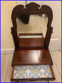 Antique Dressing table Venetian Wooden jewelry box With mirror Victorian Hand Made