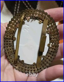 Antique Elsa and Lohengrin Hand-Painted Brooch Buckle Rare Very Old