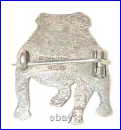 Antique English Bull Dog Brooch Fine NT Sterling 900 Silver Enamel Victorian Pin