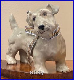 Antique English Bull Dog Brooch Fine NT Sterling 900 Silver Enamel Victorian Pin