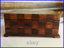 Antique English Mahogany Parquetry Victorian Box Hand Crafted Circa 1860 Signed