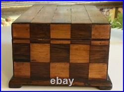 Antique English Mahogany Parquetry Victorian Box Hand Crafted Circa 1860 Signed