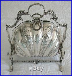 Antique English Silver Plate Victorian Hand Chase Biscuit Toast Bun Warmer