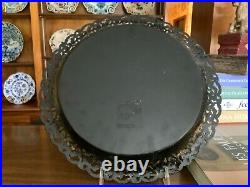 Antique English Victorian Hand Painted Gold & Black Tole Tray Tolework Toleware