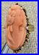 Antique Estate Victorian Hand Carved Coral Cameo Ring 14k Yellow Gold Size 5