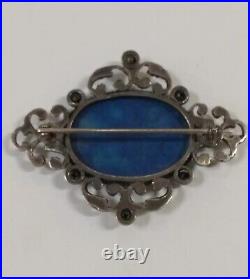 Antique European Peruzzi Style SILVER LAPIS Lazuli BROOCH PIN