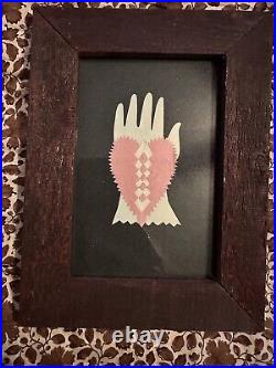 Antique Folk Art Victorian Framed Hand Momentous