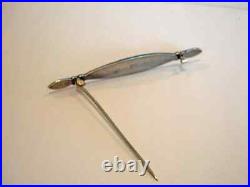 Antique Foster & Bailey VICTORIAN Sterling Silver Hand-Painted Bar Pin Brooch