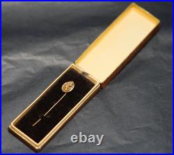 Antique French 14k Gold Filigree Hand of Hamsa Fatima Crescent Stick Pin Brooch