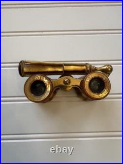 Antique French Opera Glasses Binoculars Brass Mother of Pearl Paris c. 1890