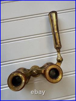 Antique French Opera Glasses Binoculars Brass Mother of Pearl Paris c. 1890