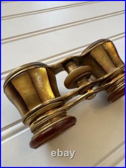 Antique French Opera Glasses Binoculars Brass Mother of Pearl Paris c. 1890