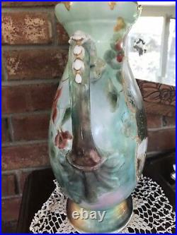 Antique French Porcelain Vase, Hand Painted Nude Woman, 13x11, Heavy, Good Shape